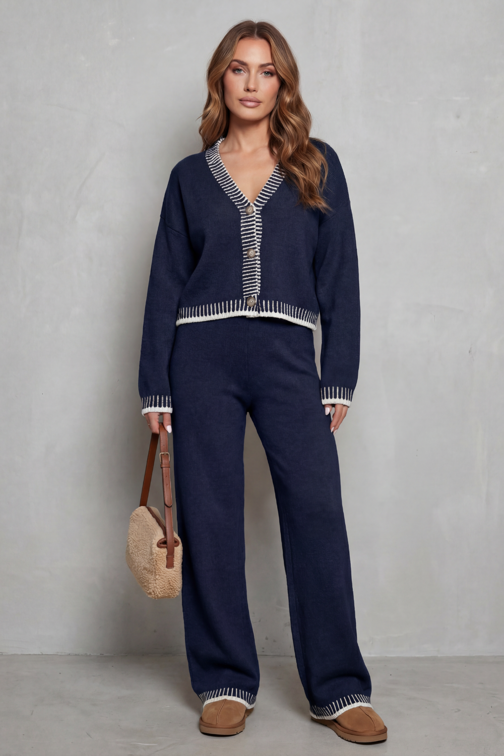 Cerivelle – Contrast trim – Knit loungewear set