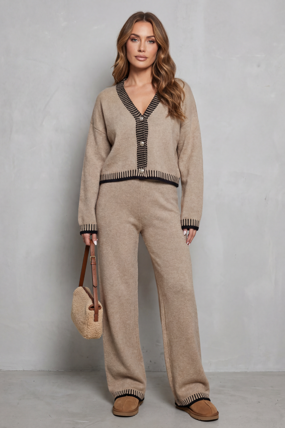 Cerivelle – Contrast trim – Knit loungewear set