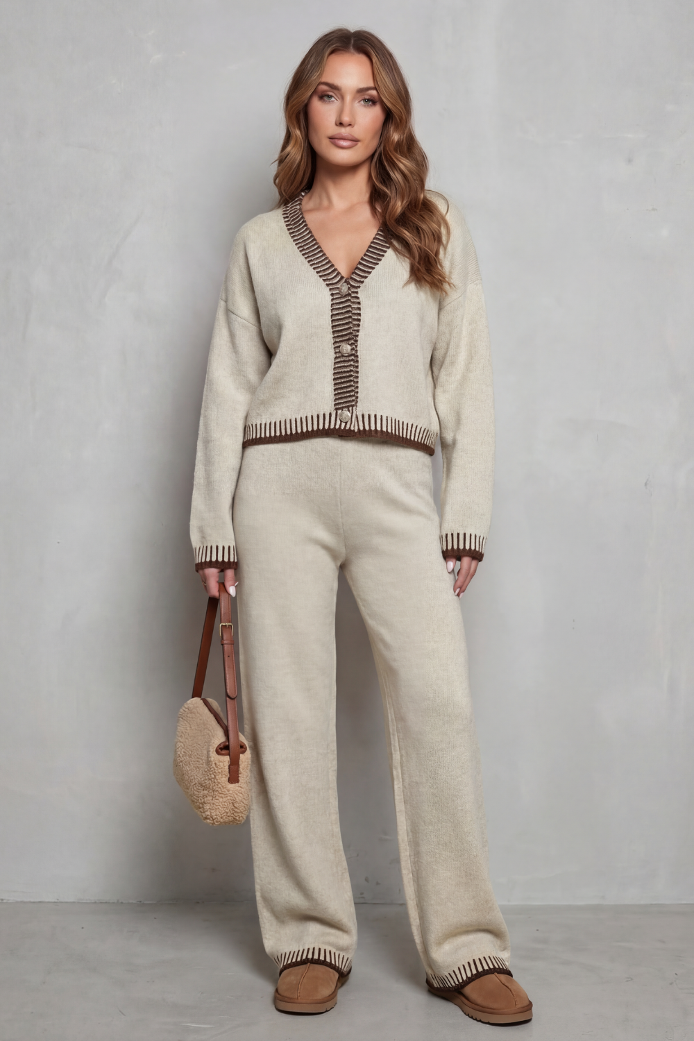 Cerivelle – Contrast trim – Knit loungewear set
