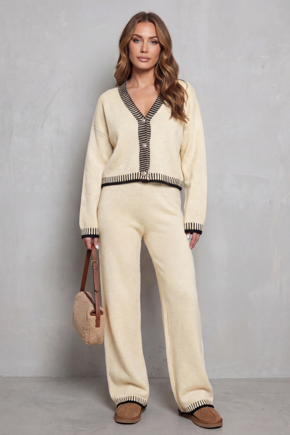 Cerivelle – Contrast trim – Knit loungewear set