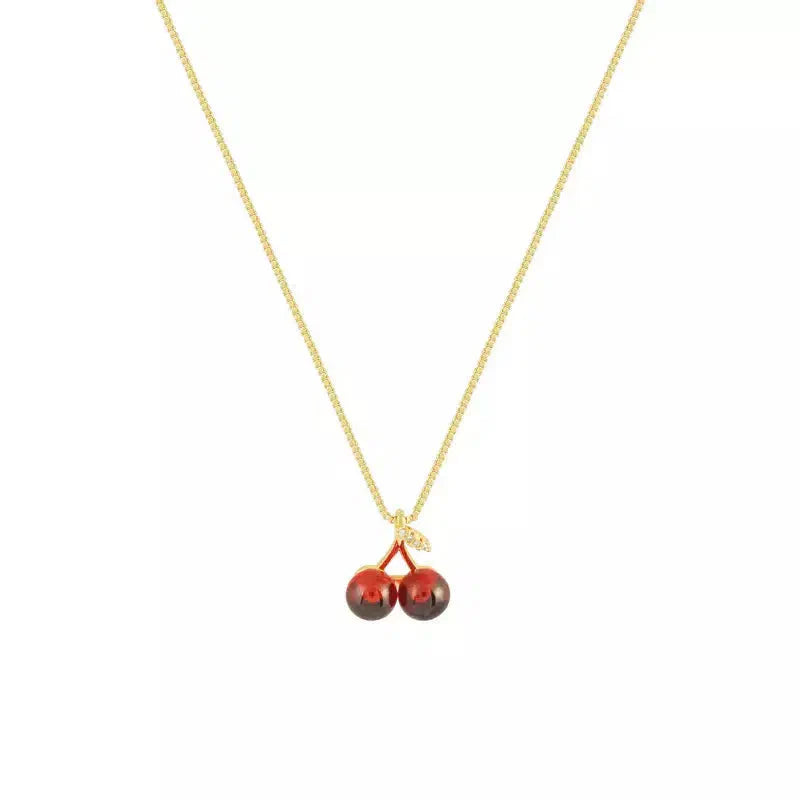 Clarisse – Gold-plated – Cherry charm necklace-10419161268567-ZARA MAE LONDON