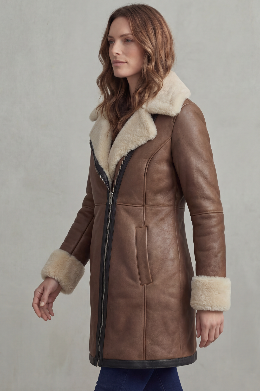 Elisara – Shearling collar – Leather winter coat-10481800511831-ZARA MAE LONDON
