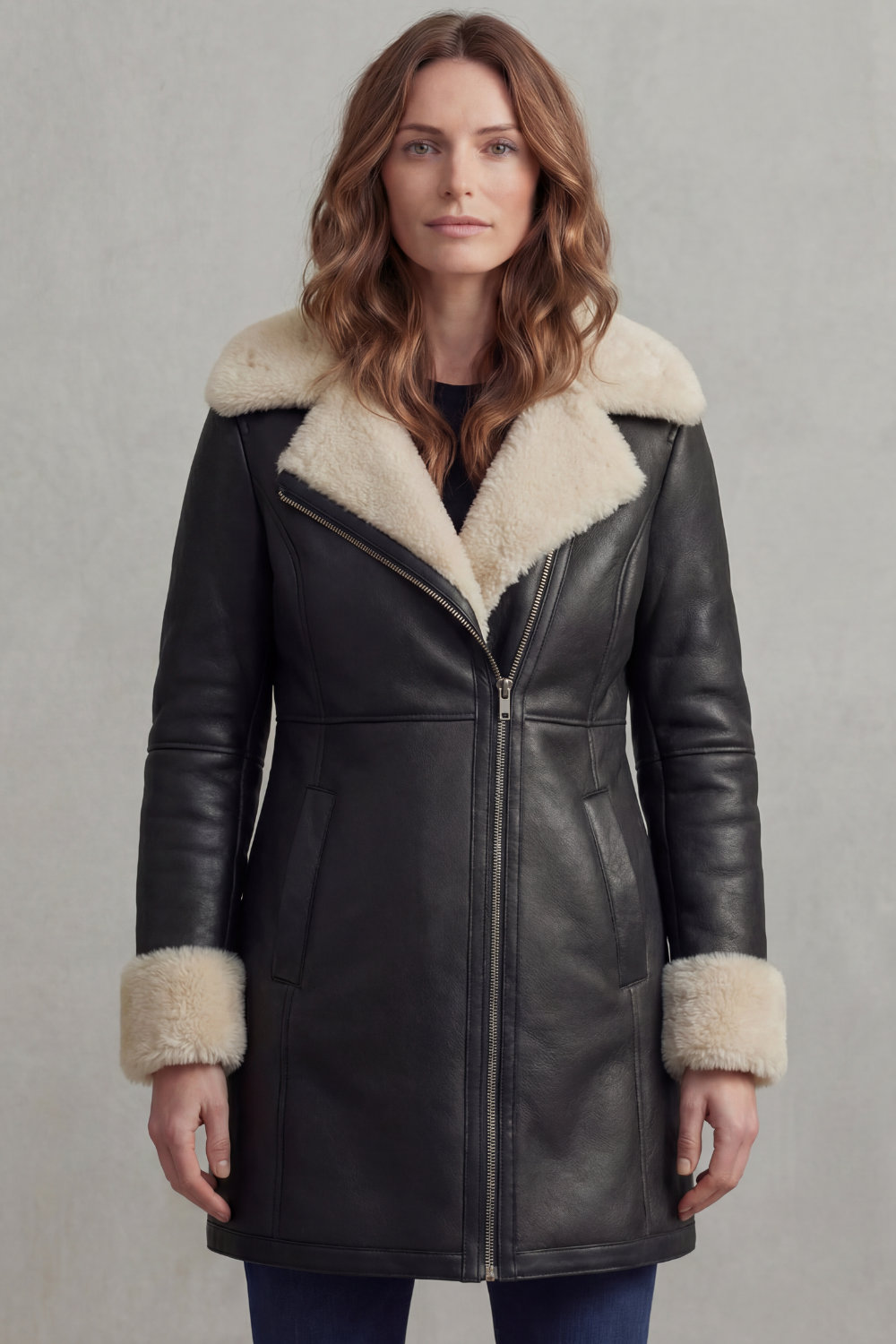 Elisara – Shearling collar – Leather winter coat-10481800511831-ZARA MAE LONDON