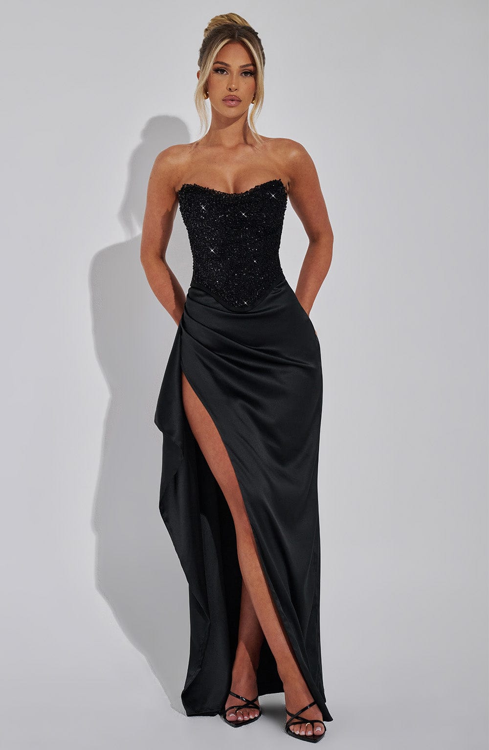 Emrielle – Beaded corset shine – Strapless maxi dress-10417528766807-ZARA MAE LONDON