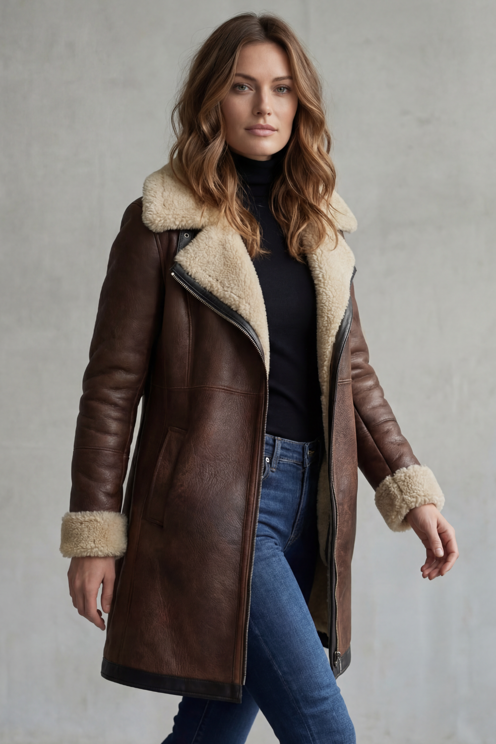 Everlyn – Shearling-lined elegance – leather coat-10482669125975-ZARA MAE LONDON