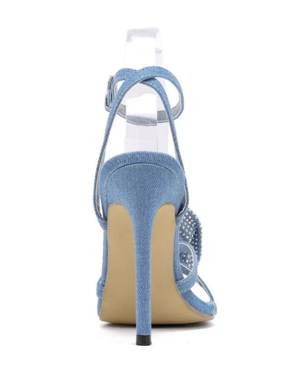 Flavie – Floral embellishment – Denim rose stiletto heels-10418922848599-ZARA MAE LONDON