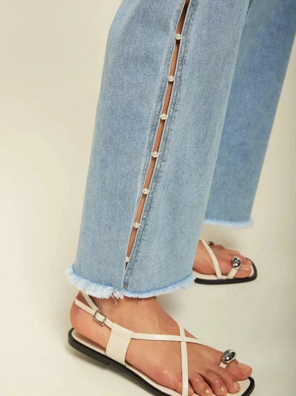 Giuliana – Pearl embellished – Wide leg jeans-10427424211287-ZARA MAE LONDON