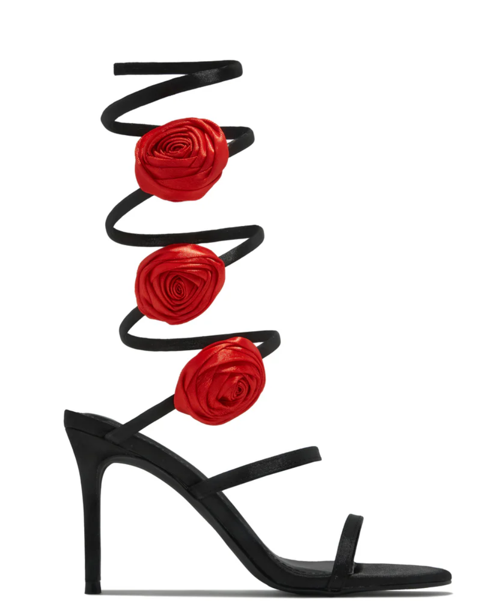 Henriette – Floral embellishment – Rosette coil-strap heels-10418922422615-ZARA MAE LONDON