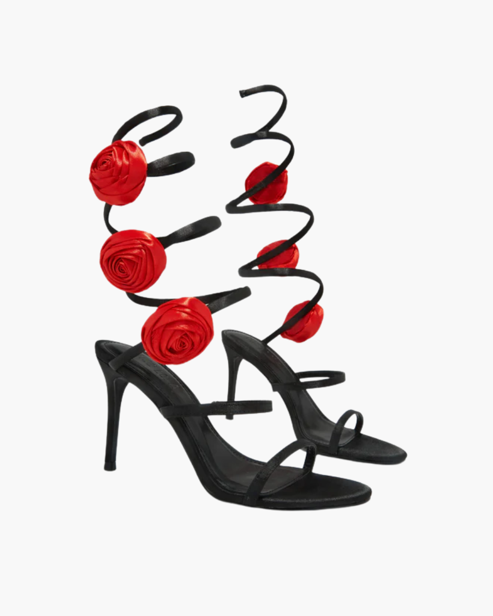 Henriette – Floral embellishment – Rosette coil-strap heels-10418922422615-ZARA MAE LONDON