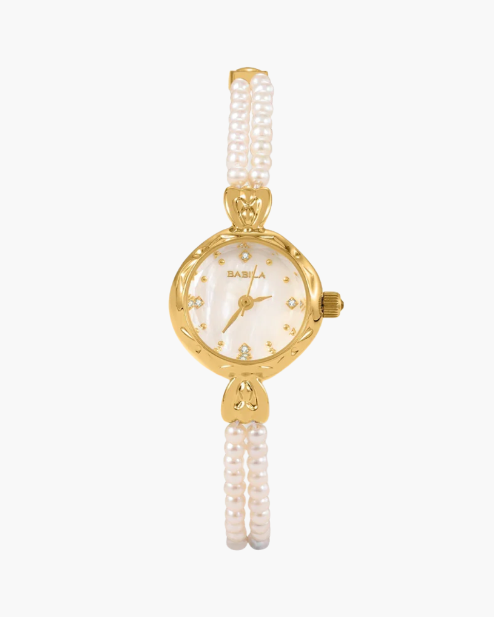 Horélie – Double-strand pearl bracelet – Vintage watch-10427345600855-ZARA MAE LONDON