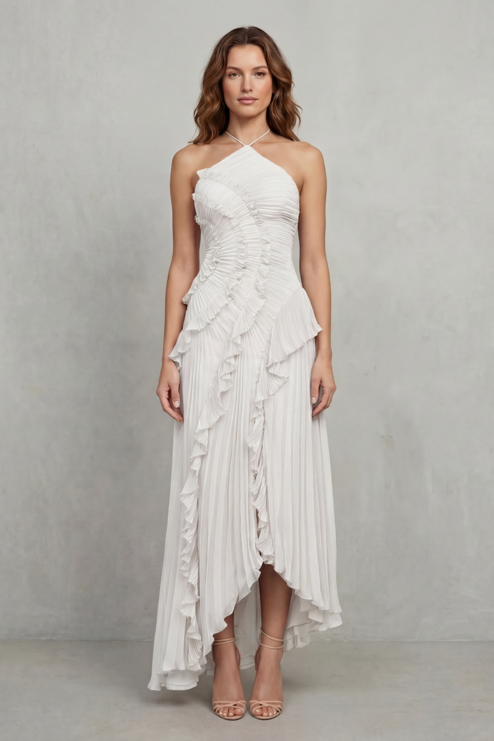 Lavirea – Sculpted pleats – One-shoulder midi dress-10488081252695-ZARA MAE LONDON