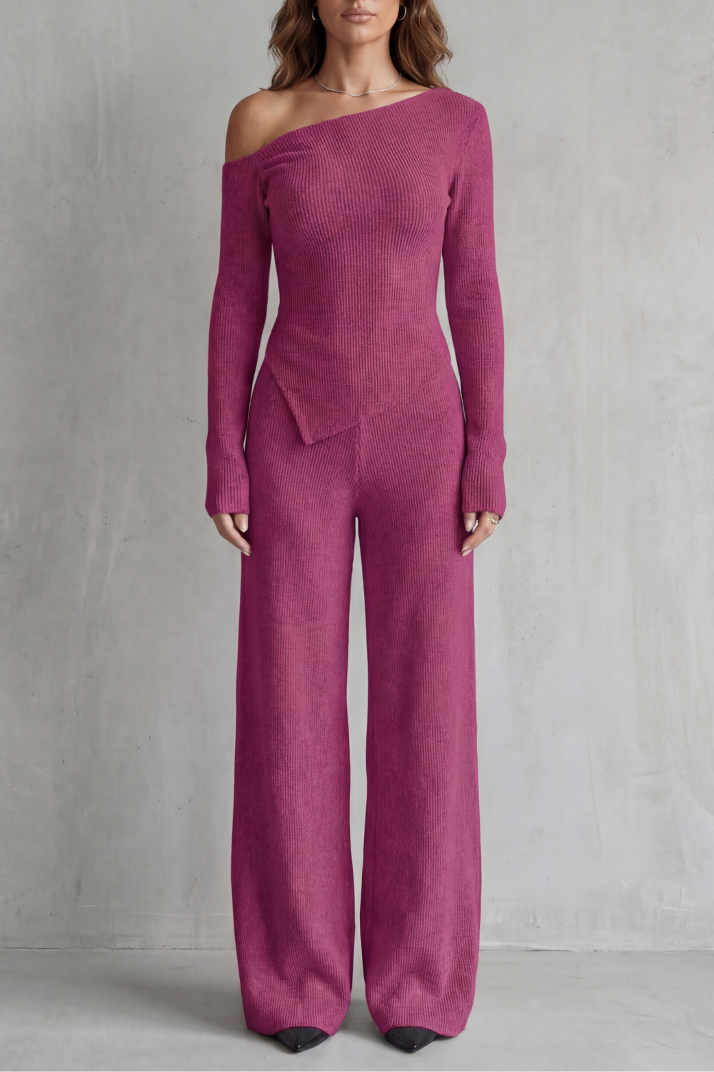 Lunavie – Asymmetric neckline – Knit lounge set