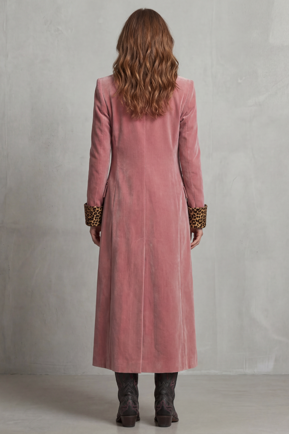 Lusavine – Leopard-lined velvet elegance – Long coat-10483590594903-ZARA MAE LONDON