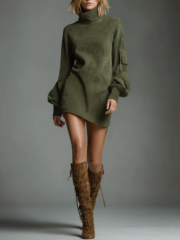 Marcella – High neck silhouette – Suede-effect mini dress-10423714742615-ZARA MAE LONDON