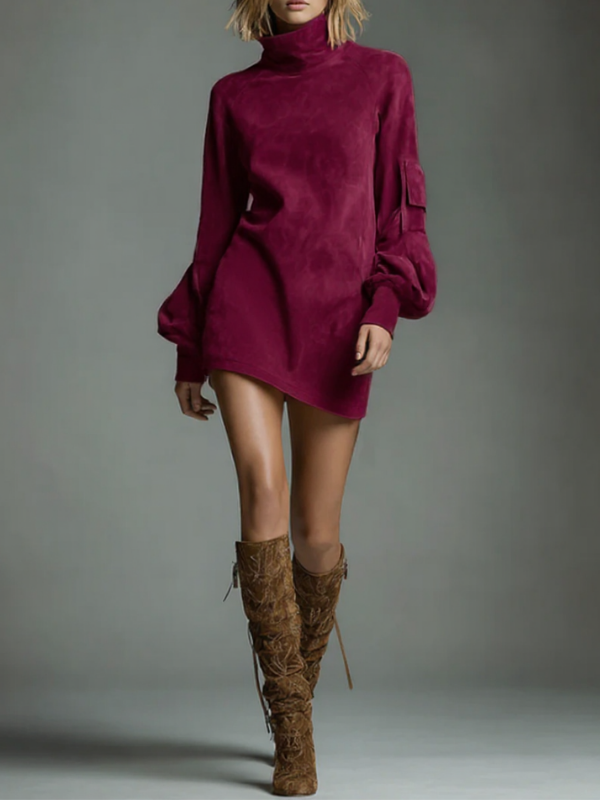 Marcella – High neck silhouette – Suede-effect mini dress-10423714742615-ZARA MAE LONDON