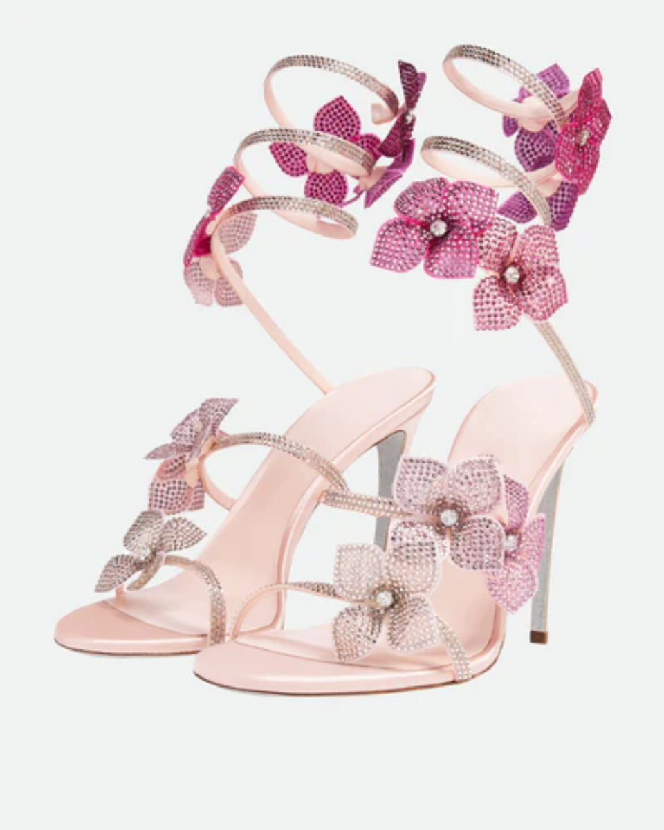 Margeline – Crystal-embellished satin – Floral appliqué heels-10418922520919-ZARA MAE LONDON