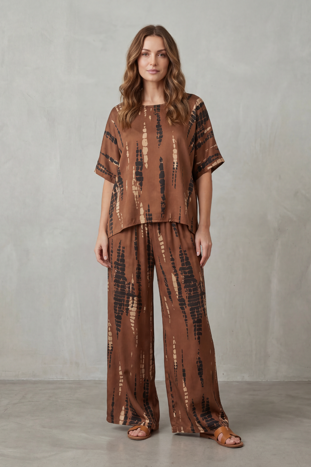 Marie – Abstract Print Detail – Wide-Leg Lounge Set-10490775208279-ZARA MAE LONDON