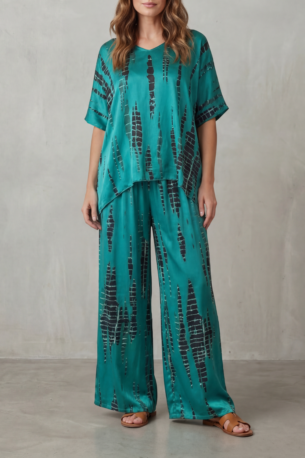 Marie – Abstract Print Detail – Wide-Leg Lounge Set-10490775208279-ZARA MAE LONDON