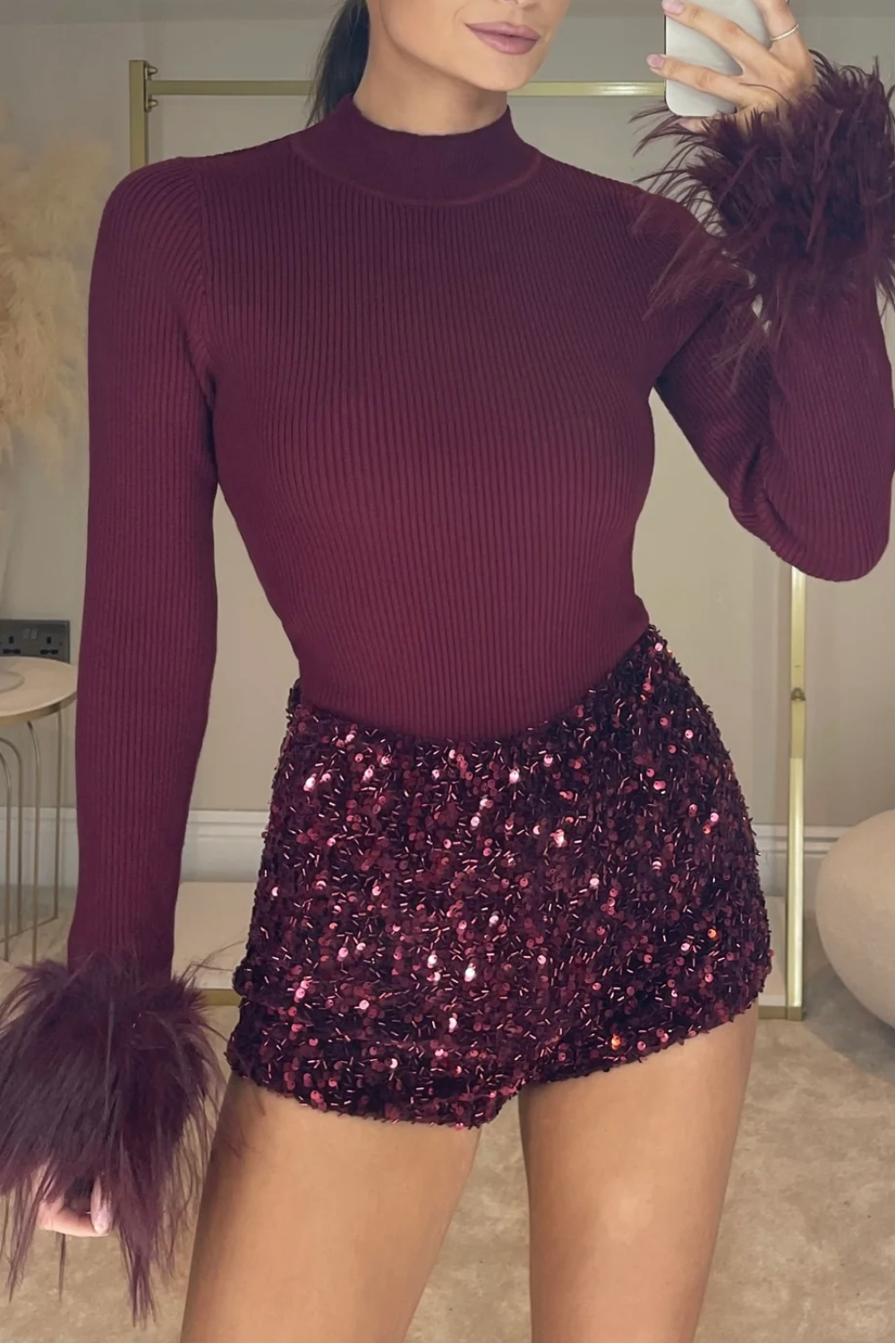 Marzéna – Feather cuff detail – Ribbed knit top-10431909036375-ZARA MAE LONDON