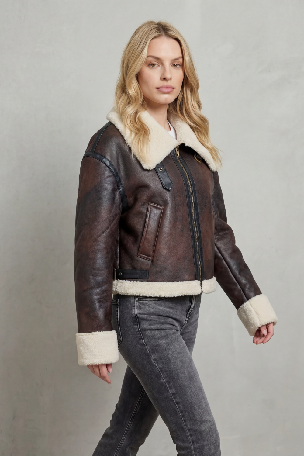 Mirevola – Shearling trim – Cropped aviator jacket-10481815191895-ZARA MAE LONDON