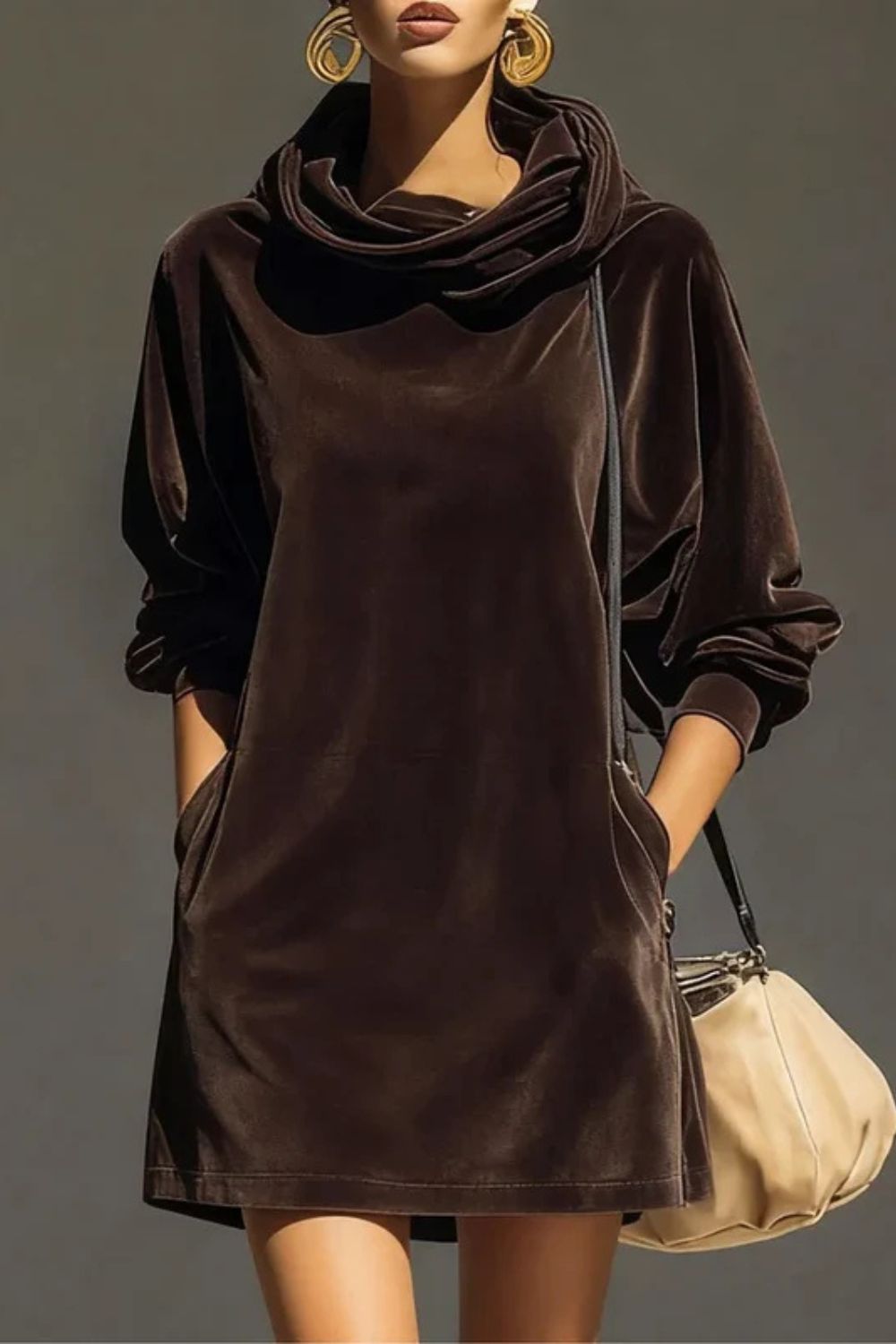 Moréna – Velvet drape comfort – Cowl neck mini dress-10446406844759-ZARA MAE LONDON