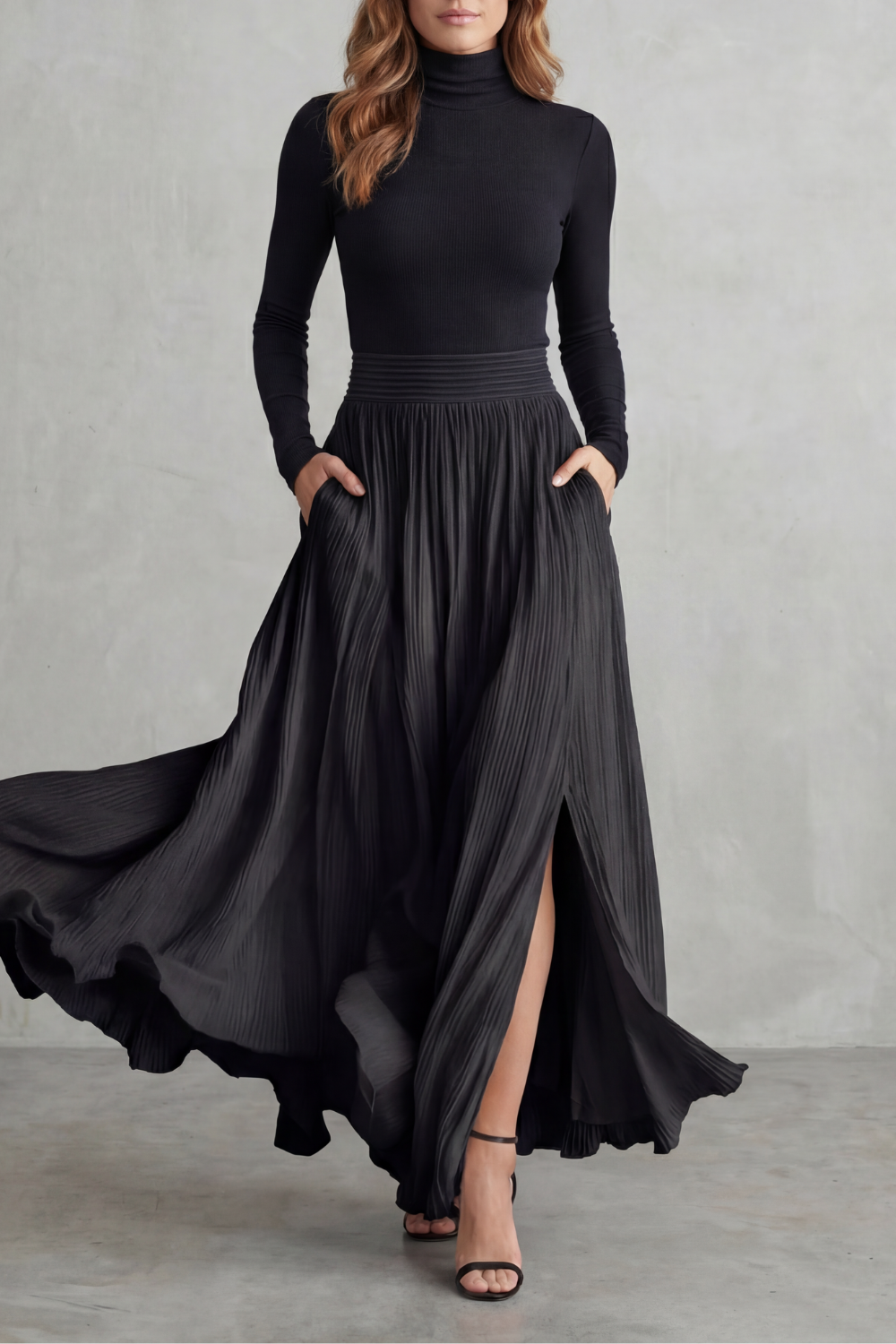 Neravelle – Pleated flow silhouette – Two-piece turtleneck set-10434809364823-ZARA MAE LONDON