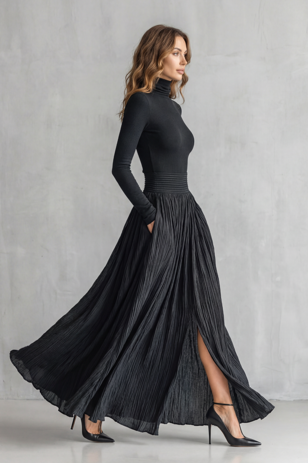 Neravelle – Pleated flow silhouette – Two-piece turtleneck set-10434809364823-ZARA MAE LONDON