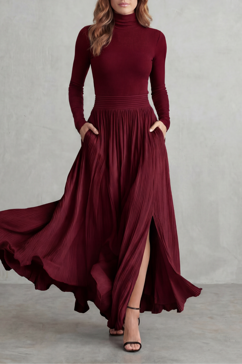 Neravelle – Pleated flow silhouette – Two-piece turtleneck set-10434809364823-ZARA MAE LONDON