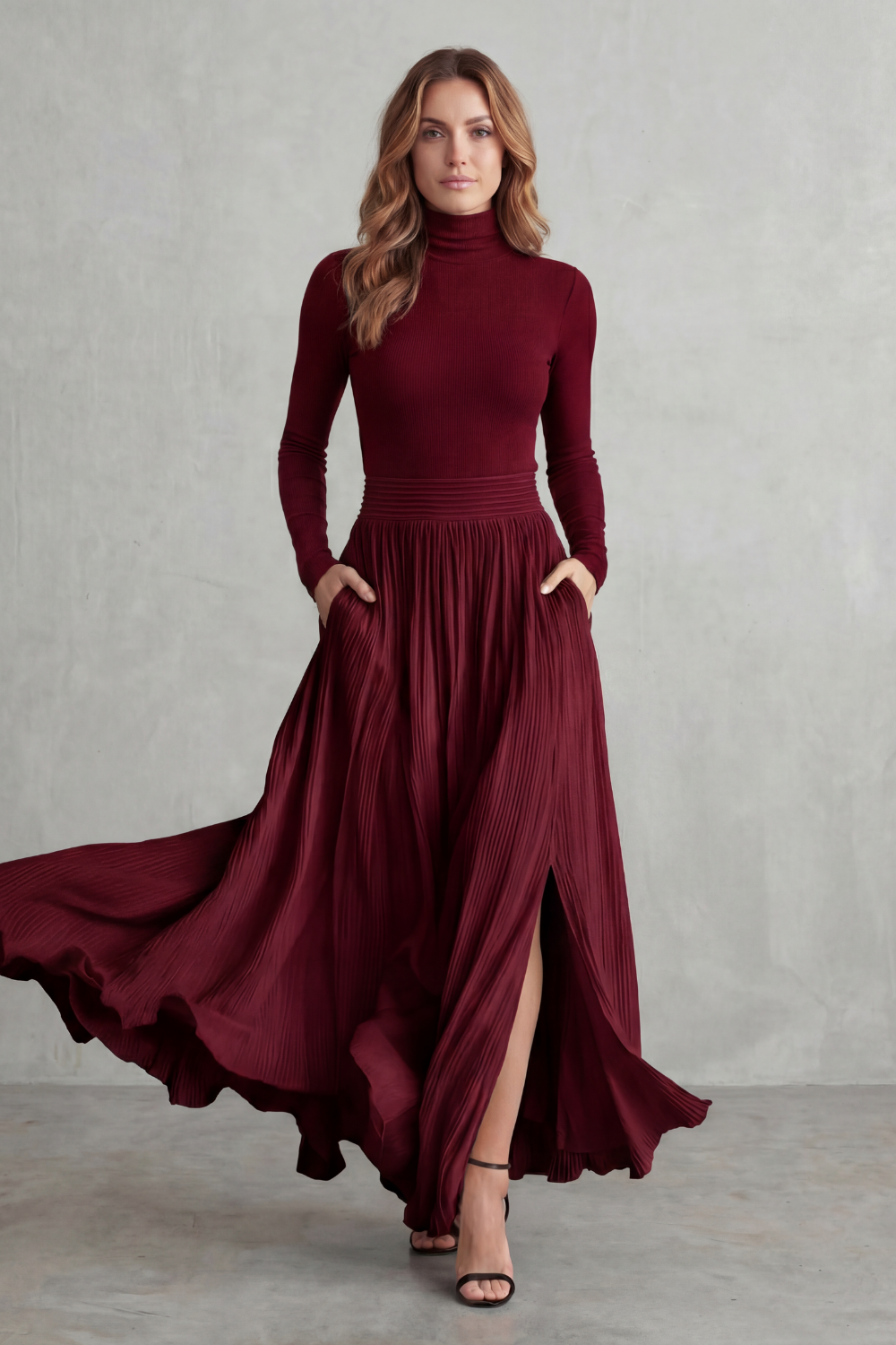 Neravelle – Pleated flow silhouette – Two-piece turtleneck set-10434809364823-ZARA MAE LONDON