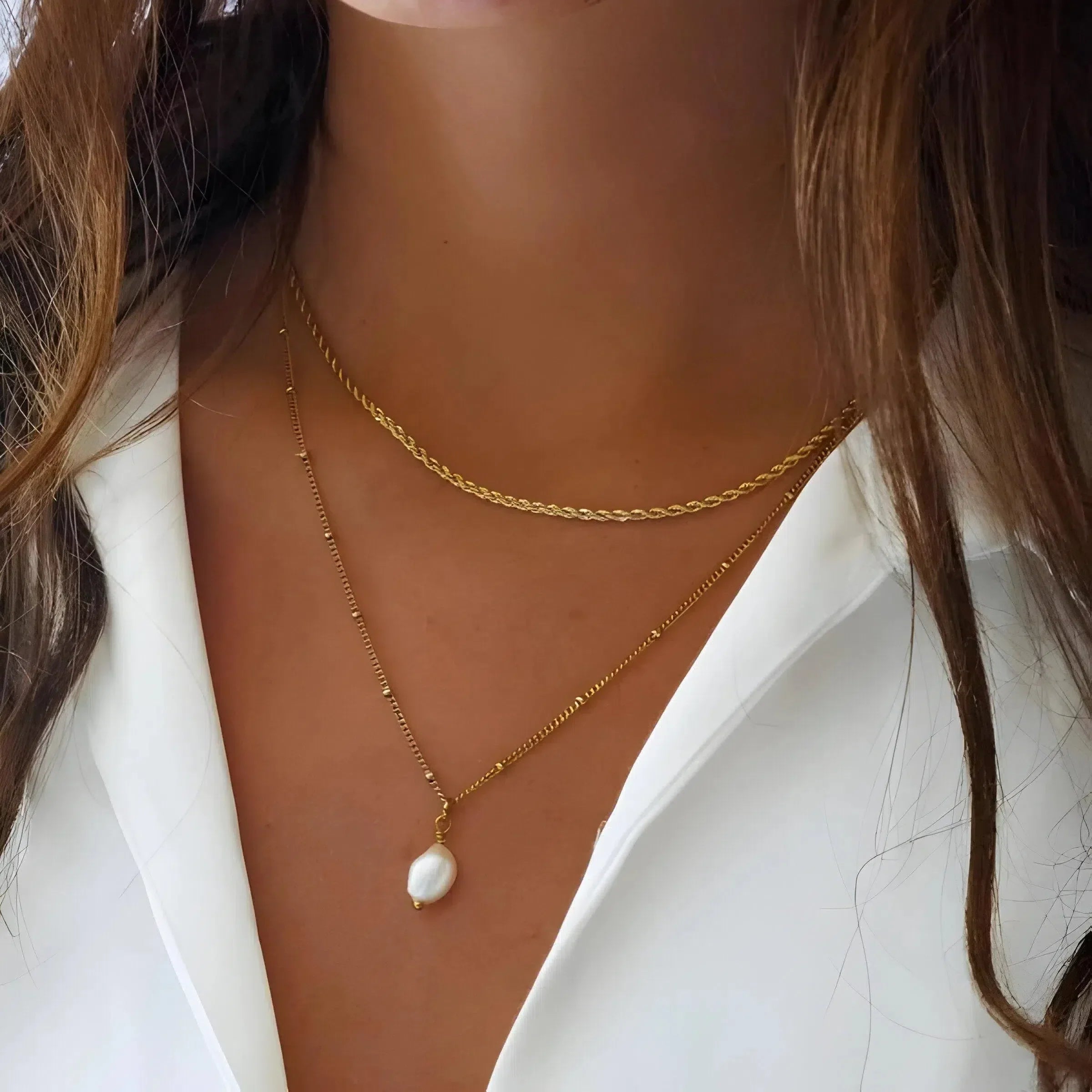 Serenza – Modern choker with pearl pendant – Necklace set-10419160973655-ZARA MAE LONDON