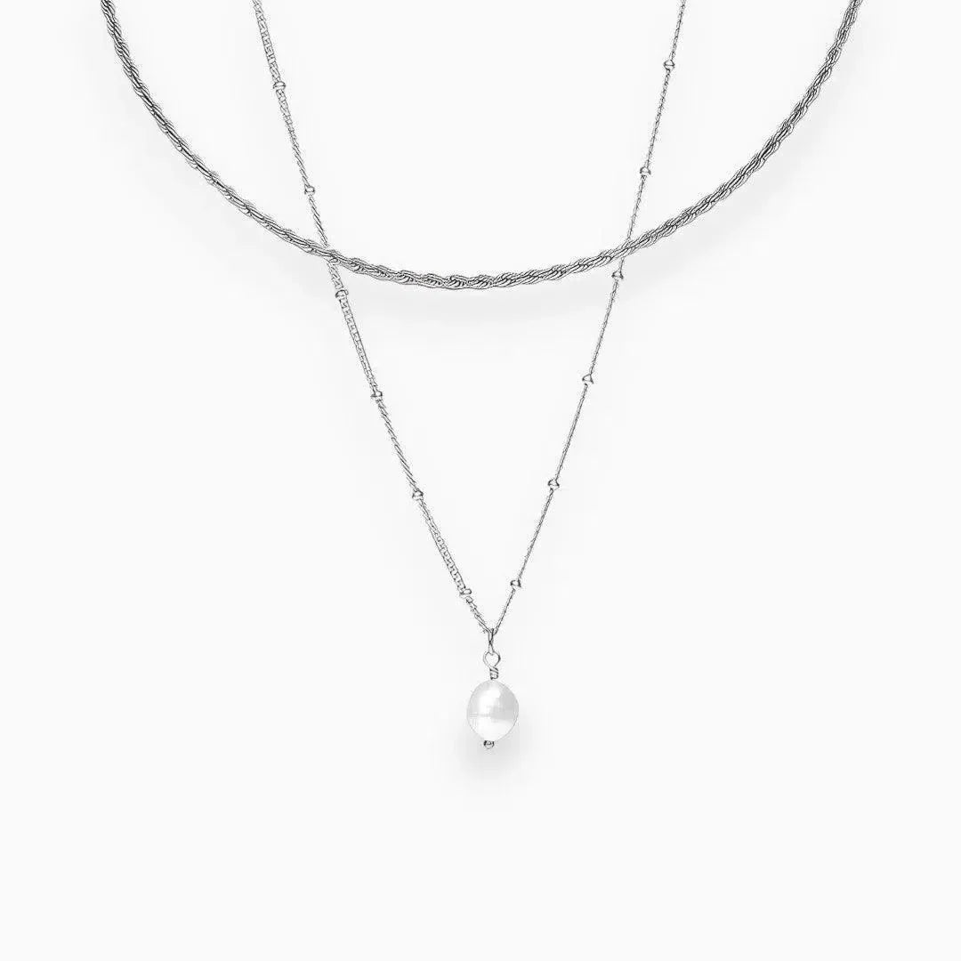 Serenza – Modern choker with pearl pendant – Necklace set-10419160973655-ZARA MAE LONDON