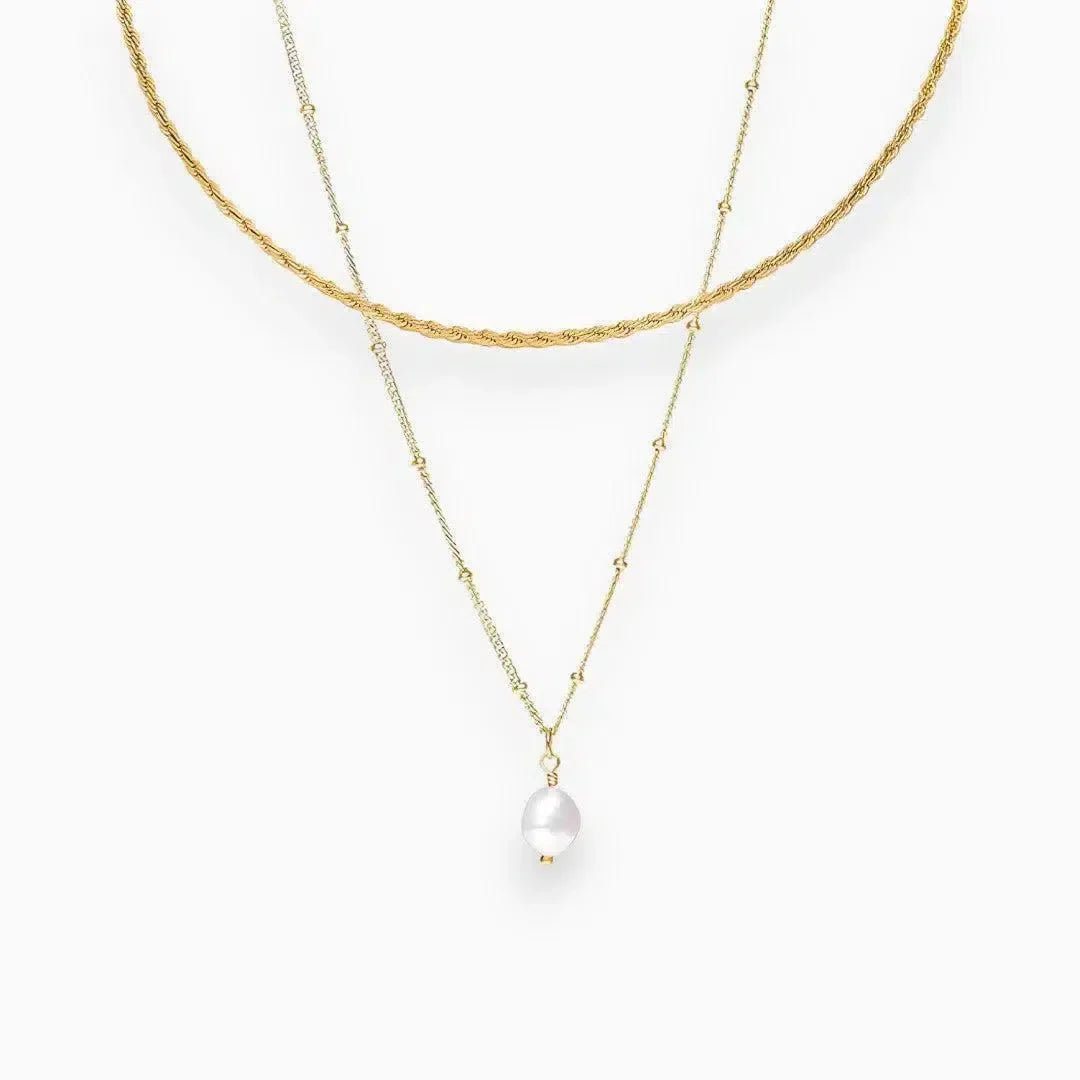 Serenza – Modern choker with pearl pendant – Necklace set-10419160973655-ZARA MAE LONDON