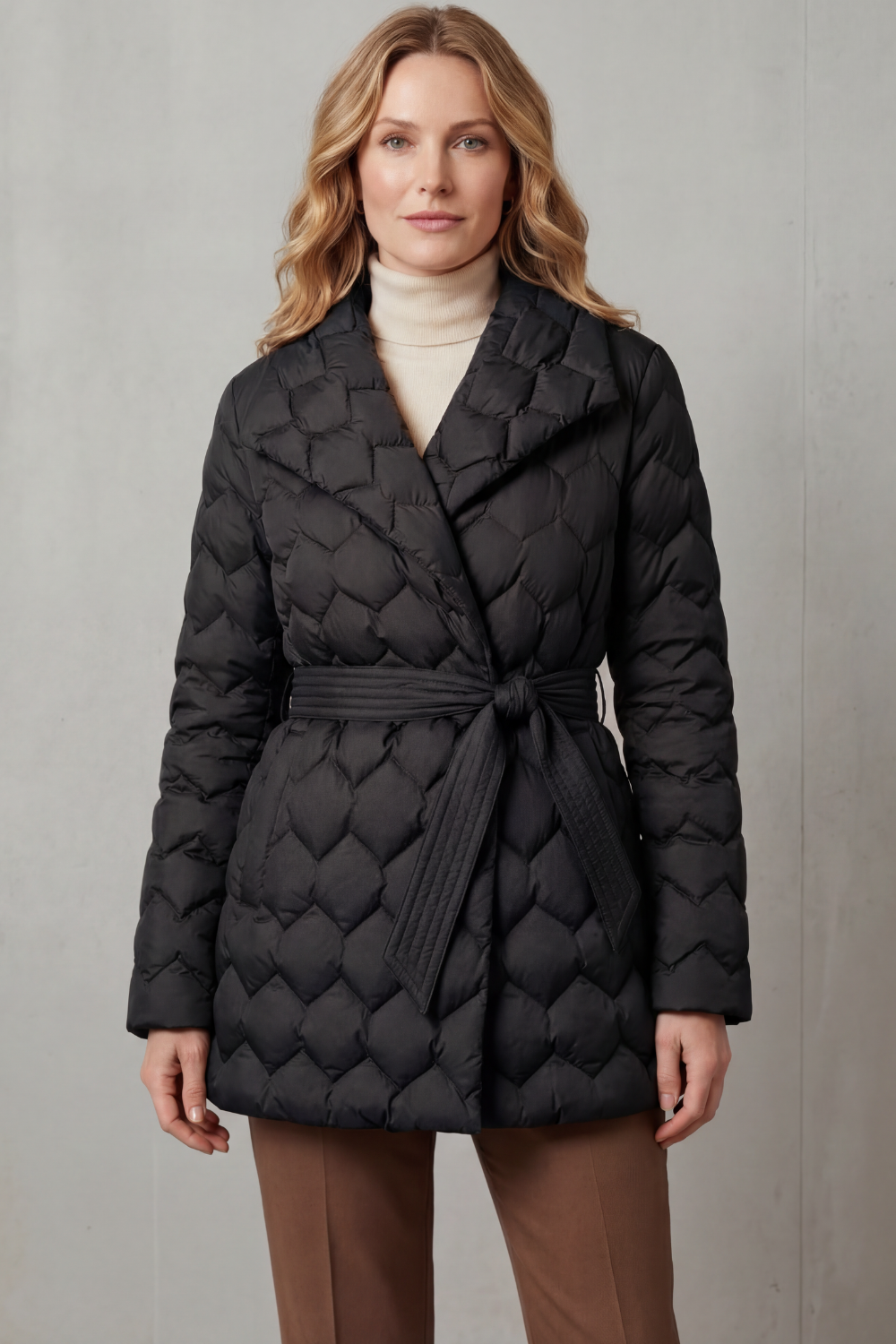 Solenza – Sculpted quilt – Belted puffer jacket-10469897437527-ZARA MAE LONDON