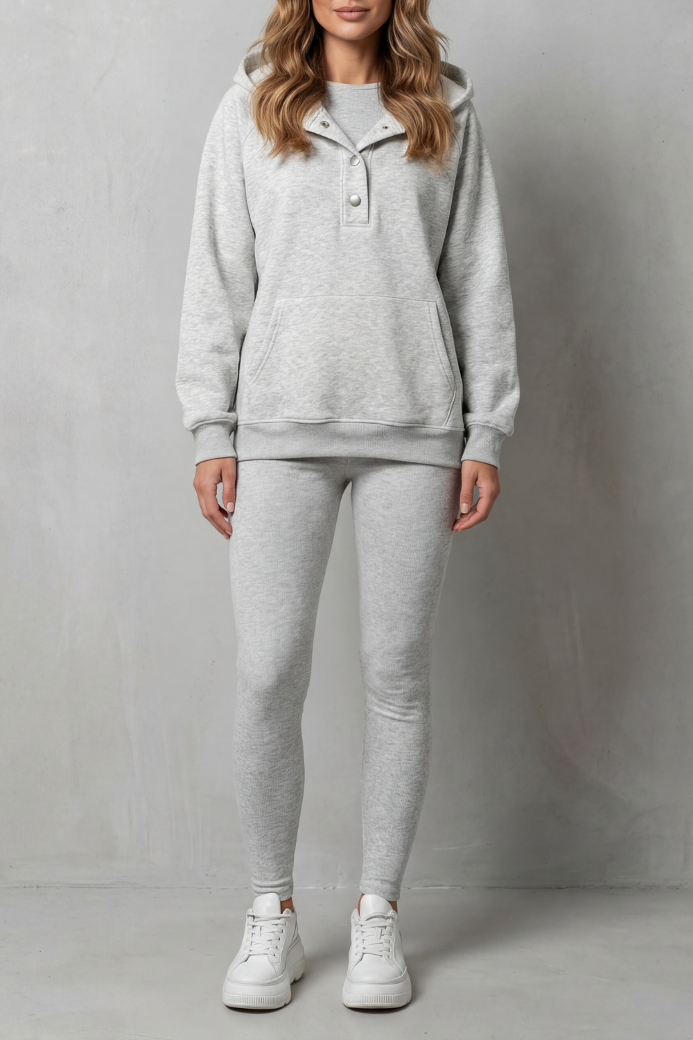 Thalina – Button detail hoodie – Cozy Relaxed Set-10490774618455-ZARA MAE LONDON