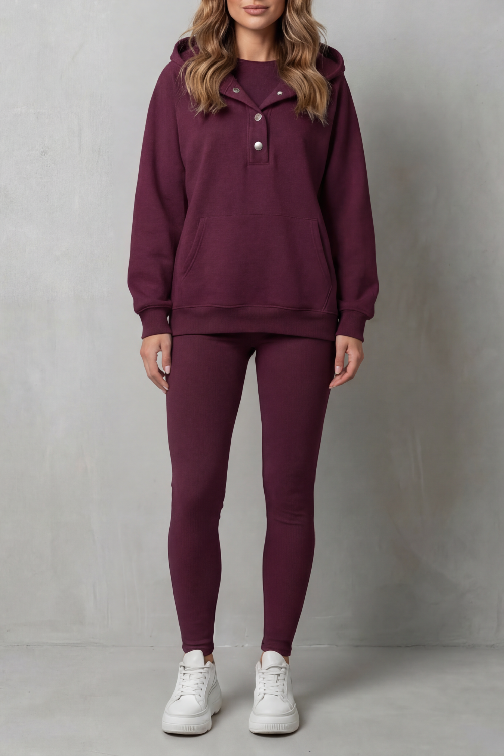 Thalina – Button detail hoodie – Cozy Relaxed Set-10490774618455-ZARA MAE LONDON