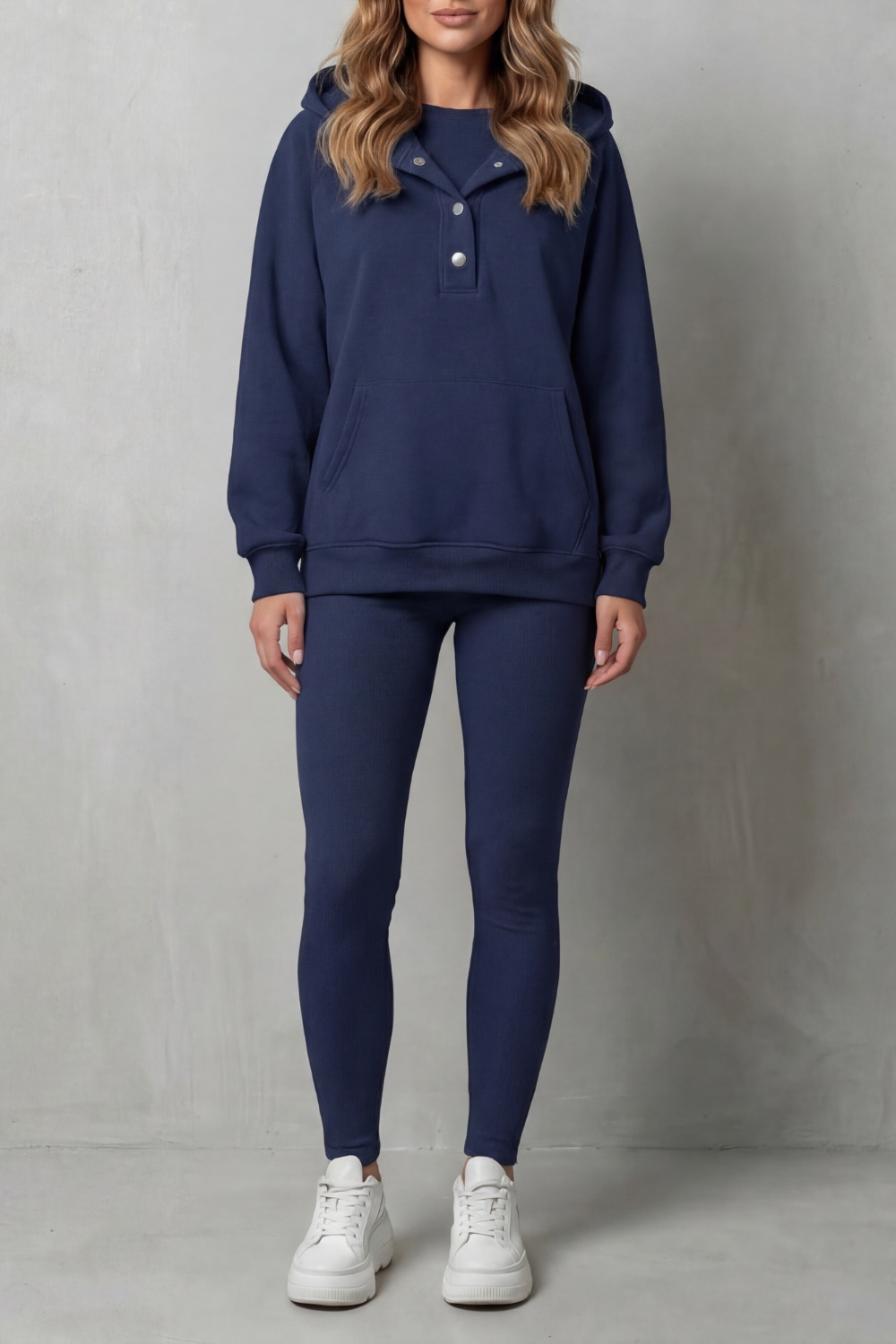 Thalina – Button detail hoodie – Cozy Relaxed Set-10490774618455-ZARA MAE LONDON