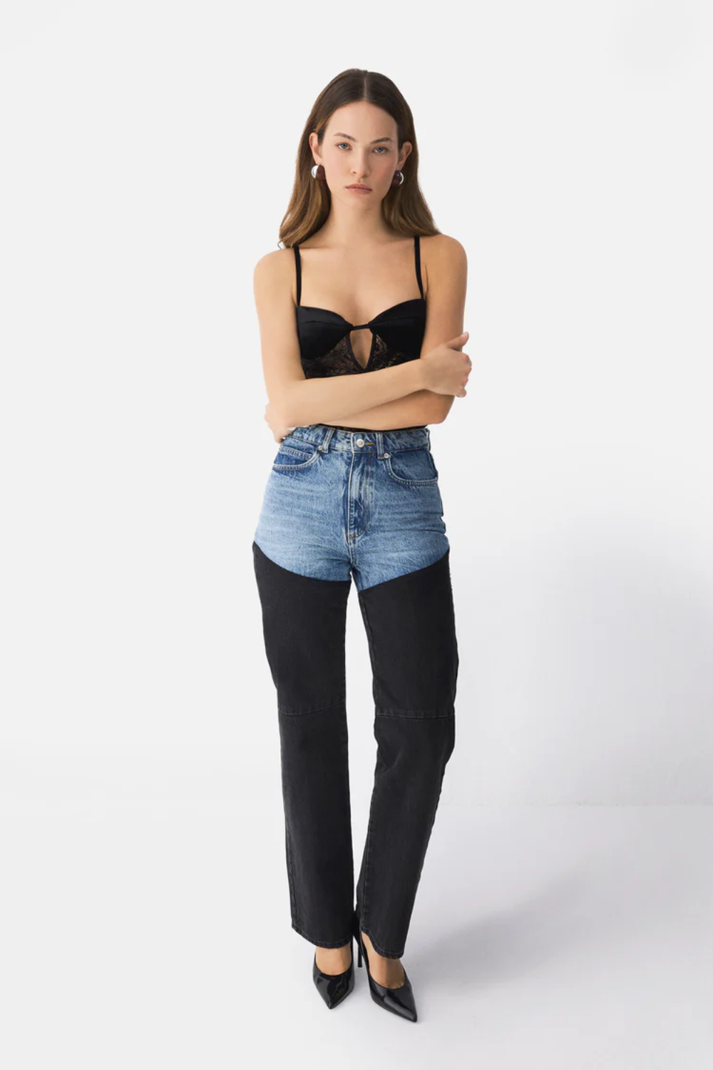 Valbrune – Two-tone illusion – High-rise straight jeans-10426264977751-ZARA MAE LONDON