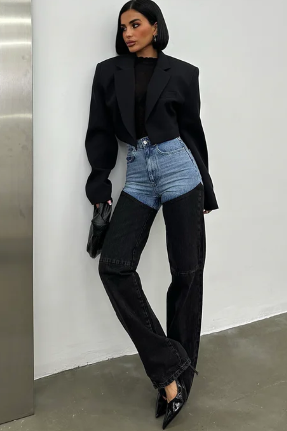 Valbrune – Two-tone illusion – High-rise straight jeans-10426264977751-ZARA MAE LONDON