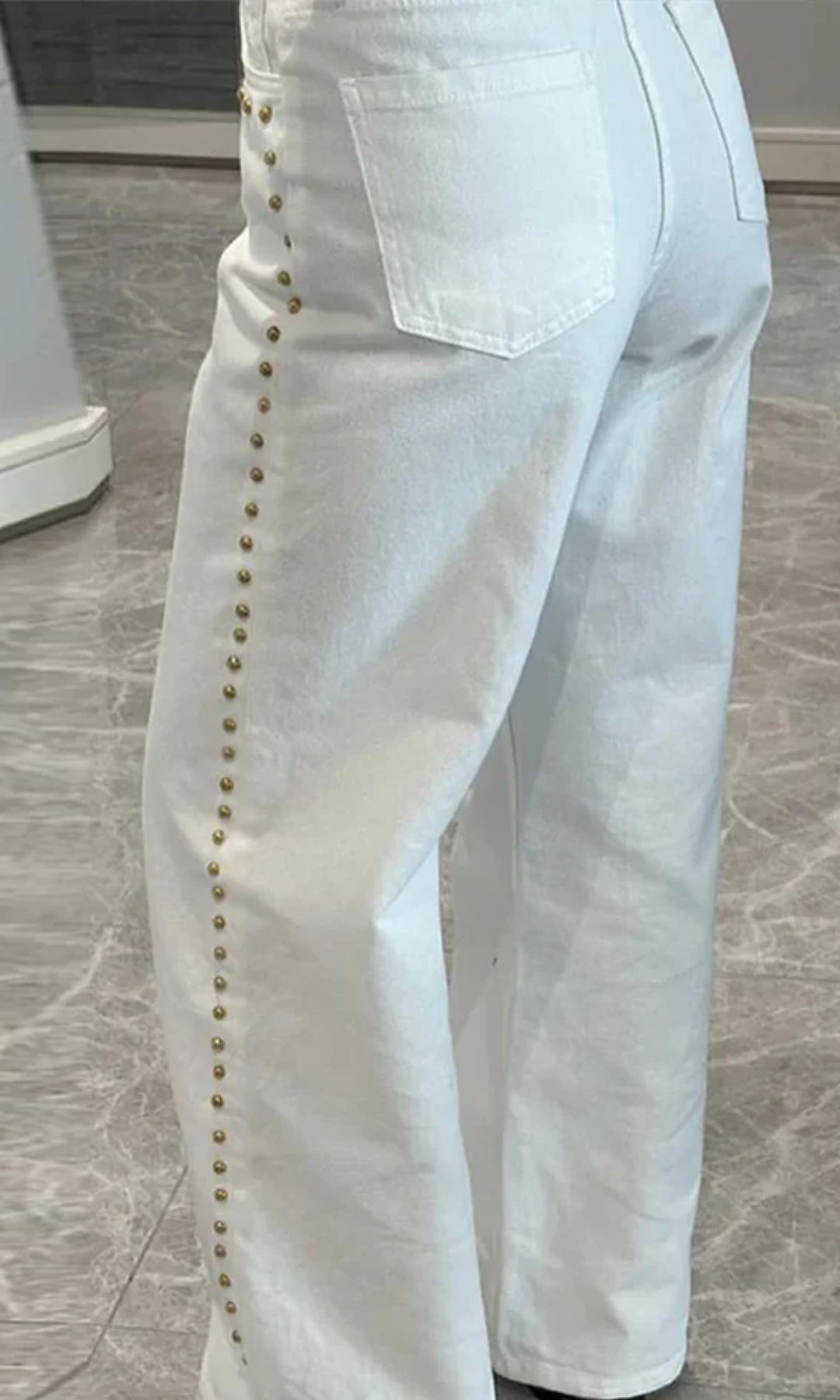 Valdenza – Gold stud trim – Straight leg jeans-10427421557079-ZARA MAE LONDON