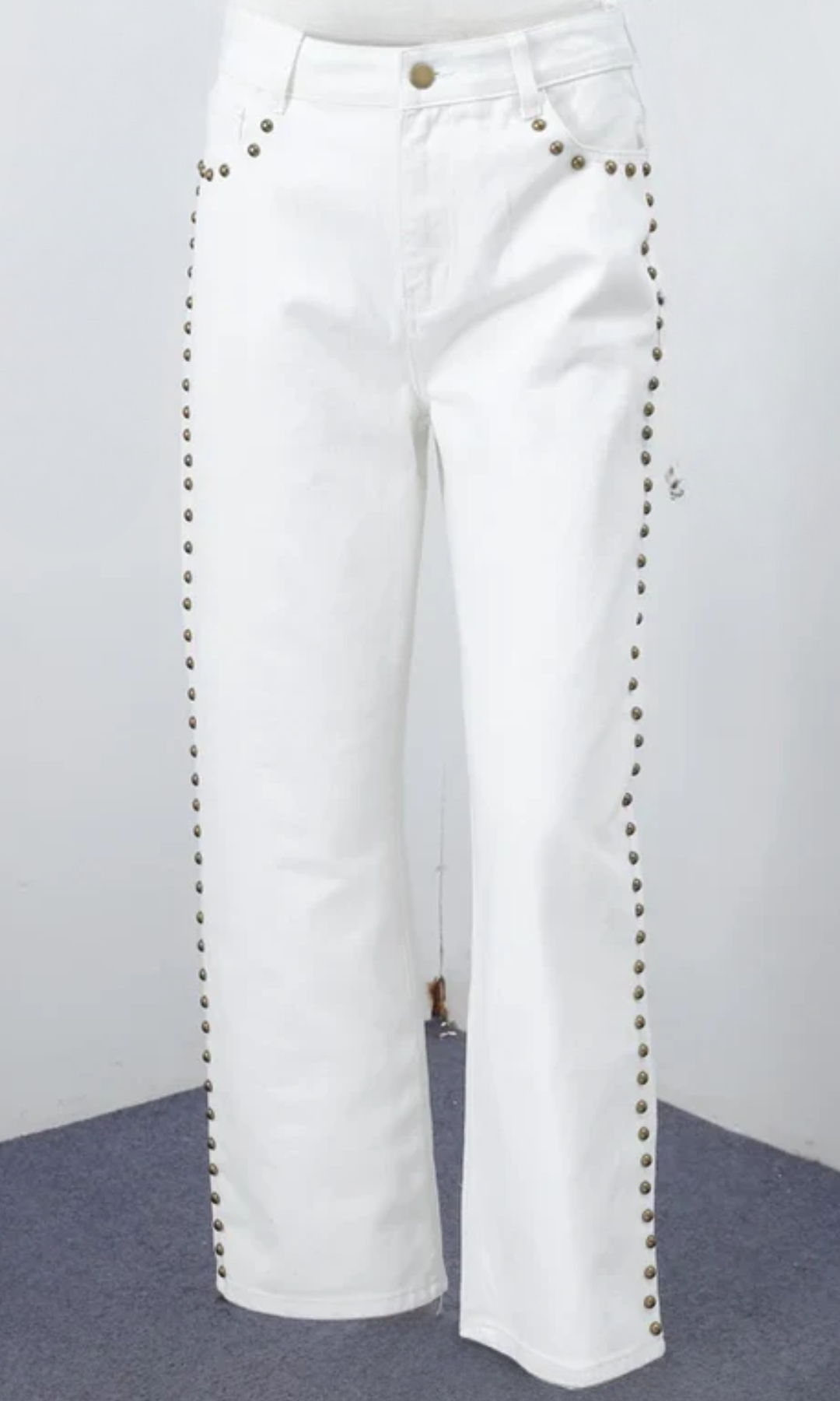 Valdenza – Gold stud trim – Straight leg jeans-10427421557079-ZARA MAE LONDON