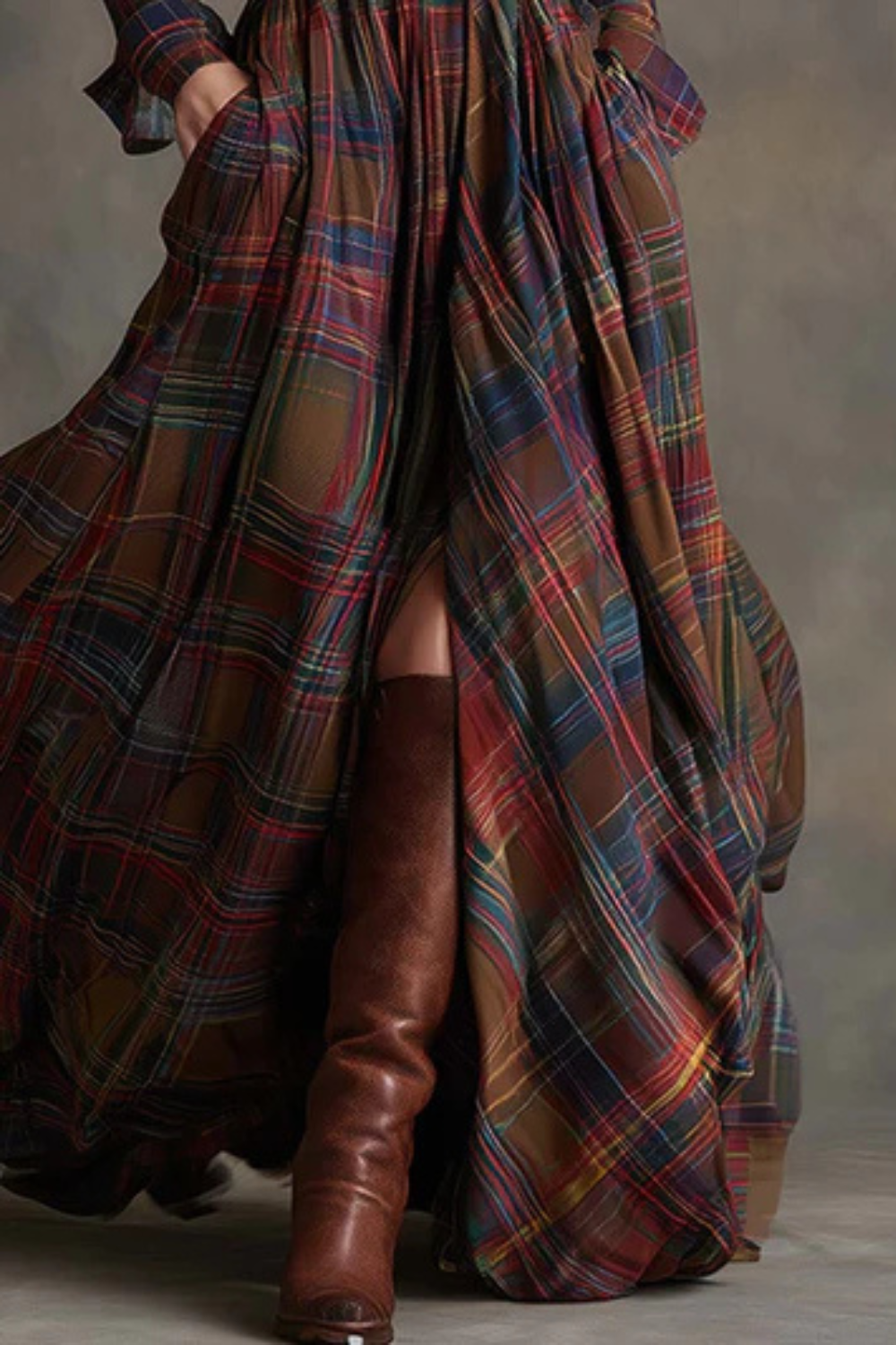 Velerine – Highland charm – Plaid maxi shirt dress-10426336379223-ZARA MAE LONDON