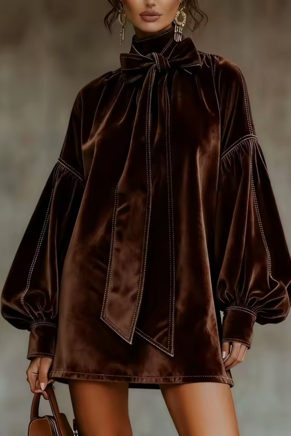 Velourine – Bow neck elegance – Mini dress-10428391620951-ZARA MAE LONDON