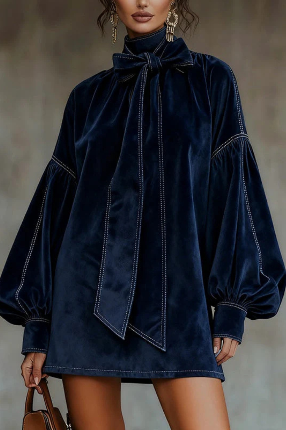 Velourine – Bow neck elegance – Mini dress-10428391620951-ZARA MAE LONDON