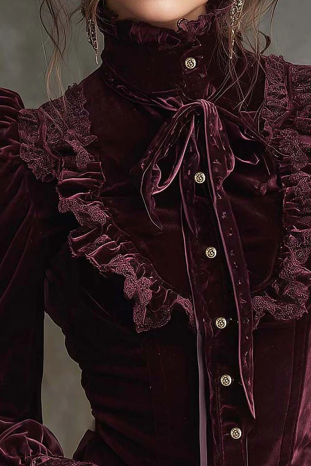 Vignoletta – Ruffled velvet lace – Victorian blouse-10434780397911-ZARA MAE LONDON