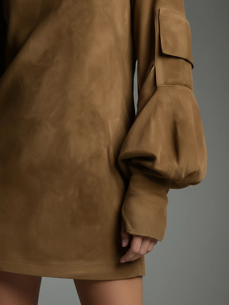 Marcella – High neck silhouette – Suede-effect mini dress-10423714742615-ZARA MAE LONDON