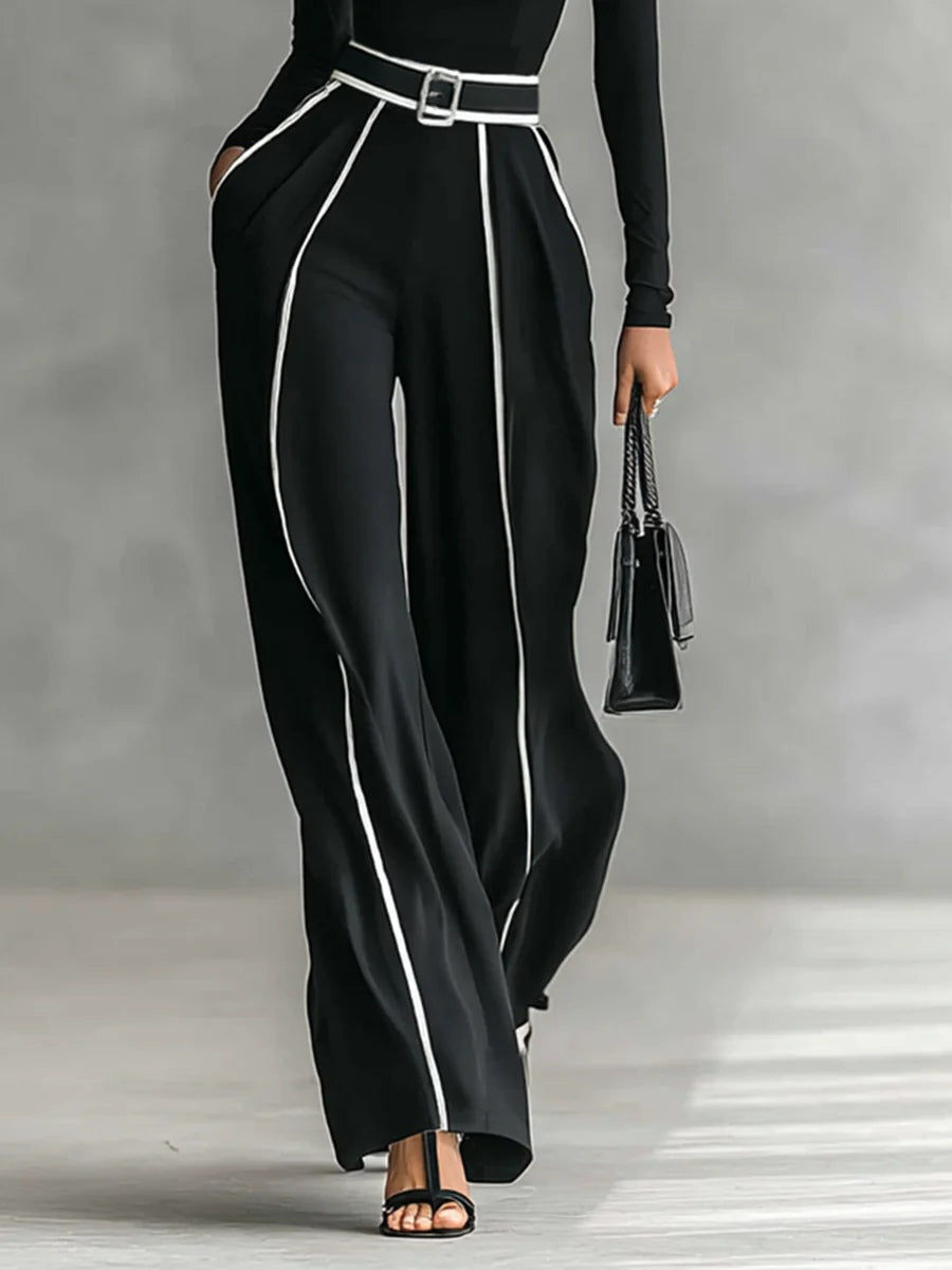 Lunaira – Contrast piping detail – High-neck jumpsuit-10434813133143-ZARA MAE LONDON