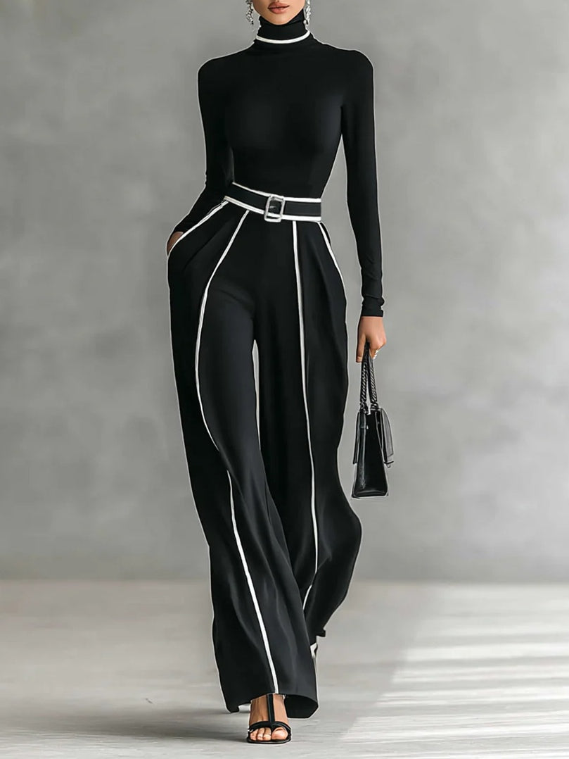 Lunaira – Contrast piping detail – High-neck jumpsuit-10434813133143-ZARA MAE LONDON