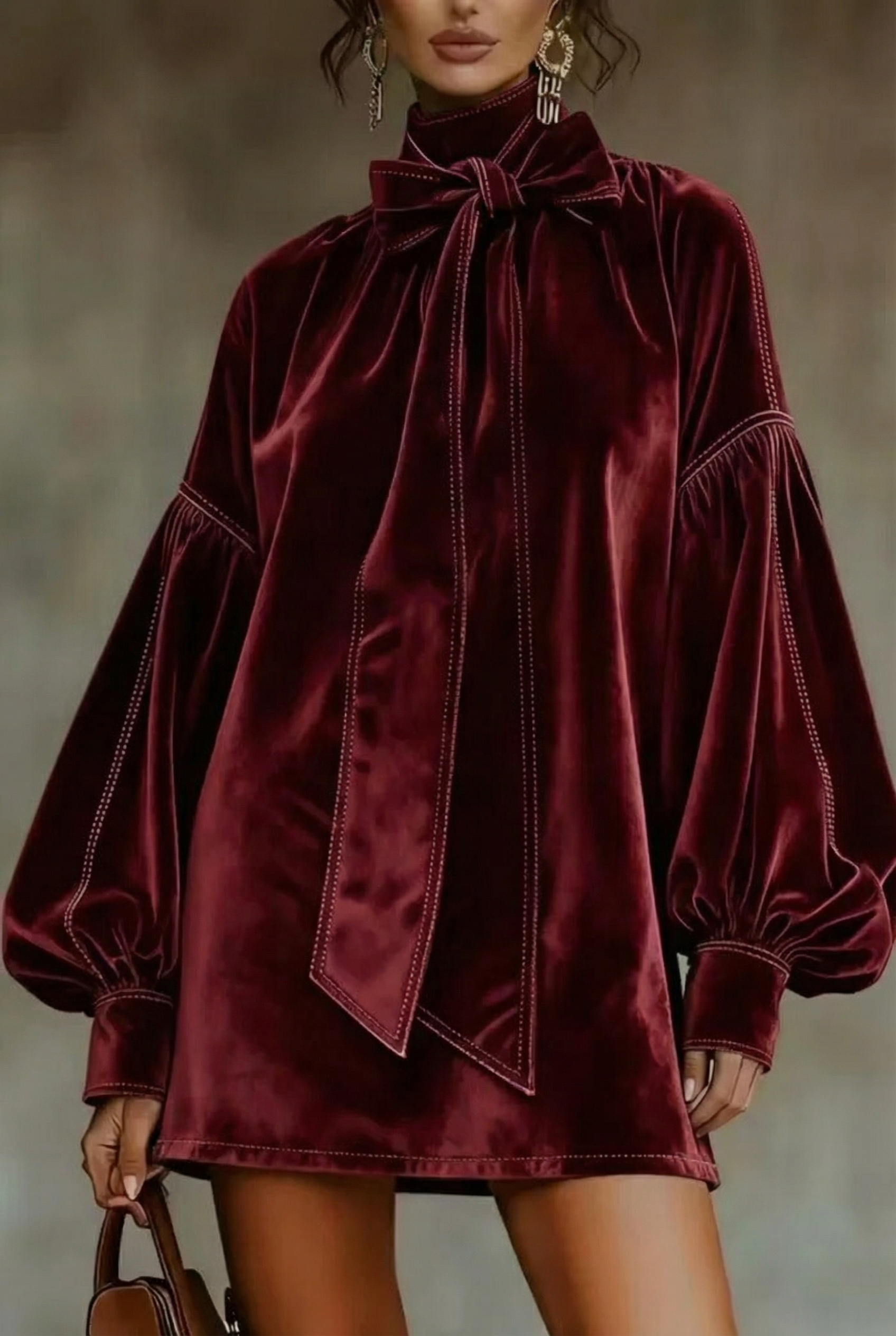 Velourine – Bow neck elegance – Mini dress-10428391620951-ZARA MAE LONDON