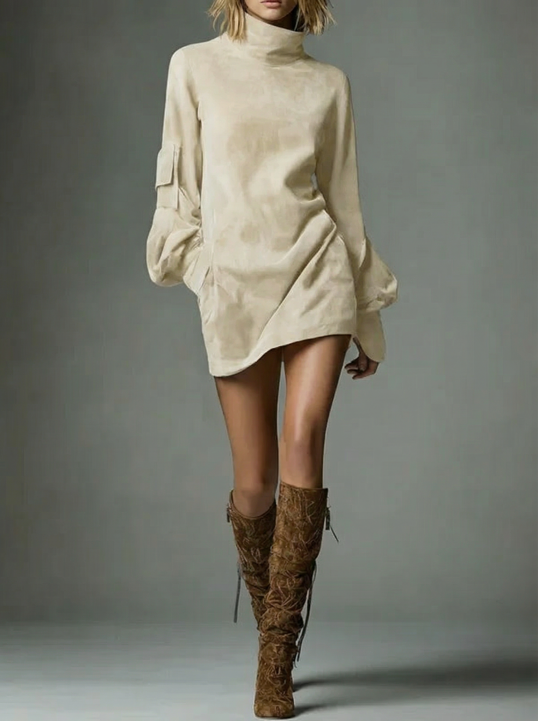 Marcella – High neck silhouette – Suede-effect mini dress-10423714742615-ZARA MAE LONDON