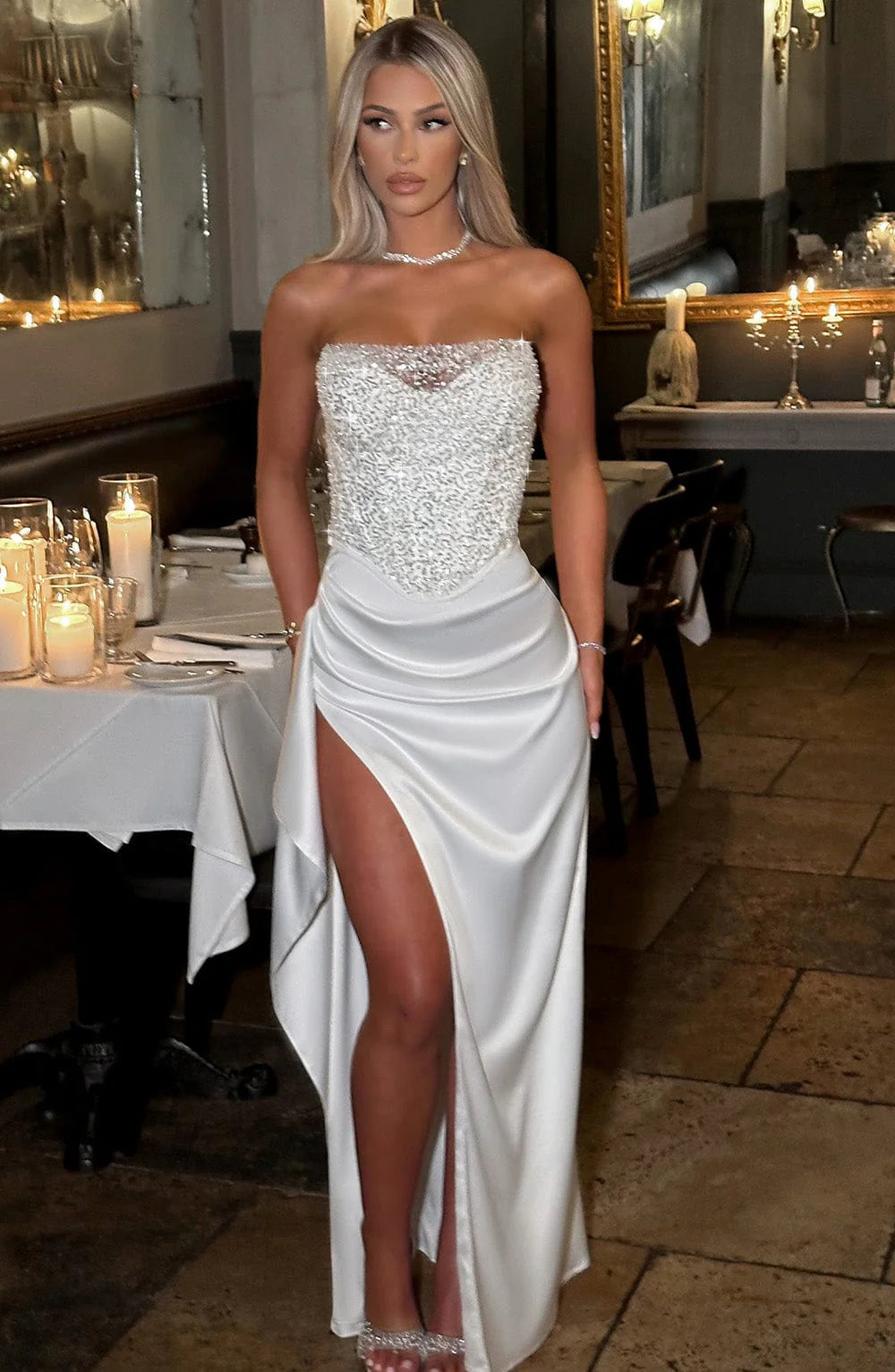 Emrielle – Beaded corset shine – Strapless maxi dress-10417528766807-ZARA MAE LONDON